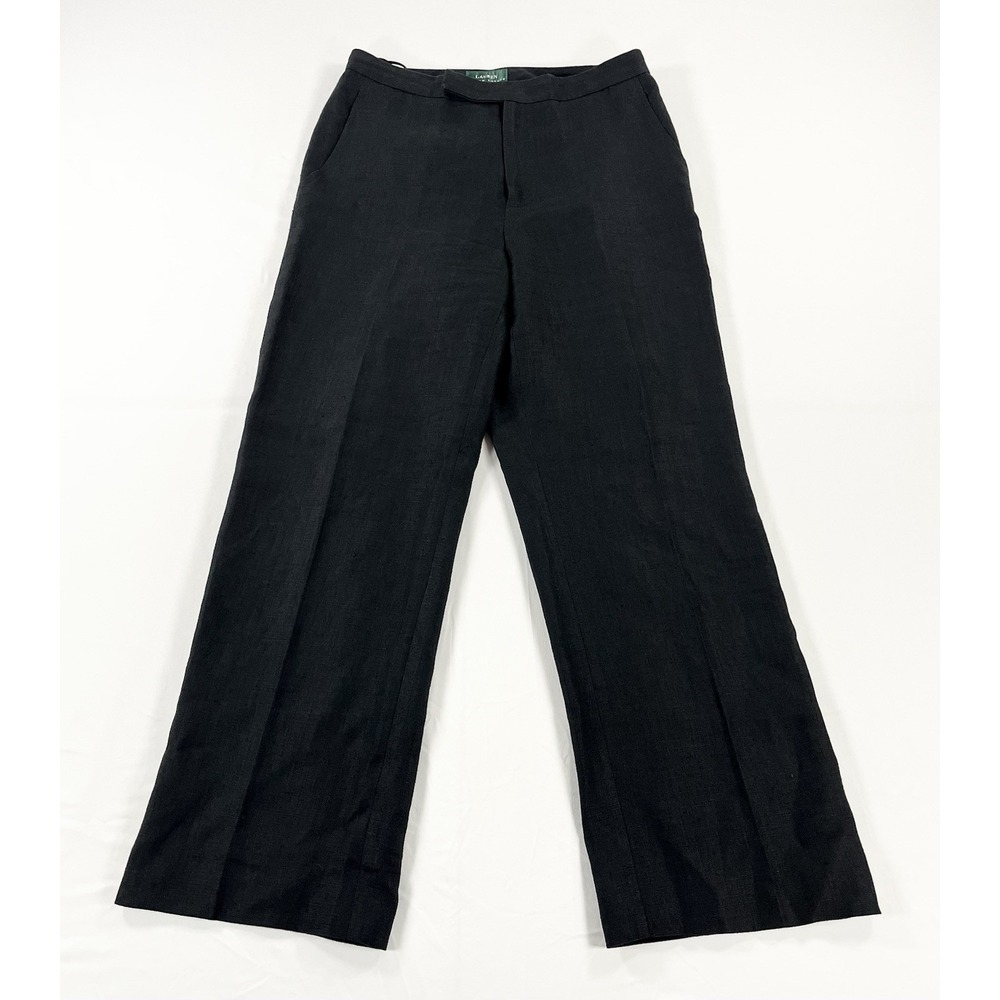 Vintage 90s Lauren Ralph Lauren 100% Linen Pants Made in NY Black Women's Size 8